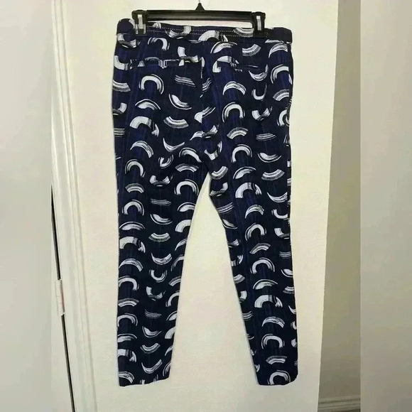 Anthropologie Cartonnier Blue Charlie Macaroni Brushstroke Trouser Pants Size 6 - Picture 7 of 12